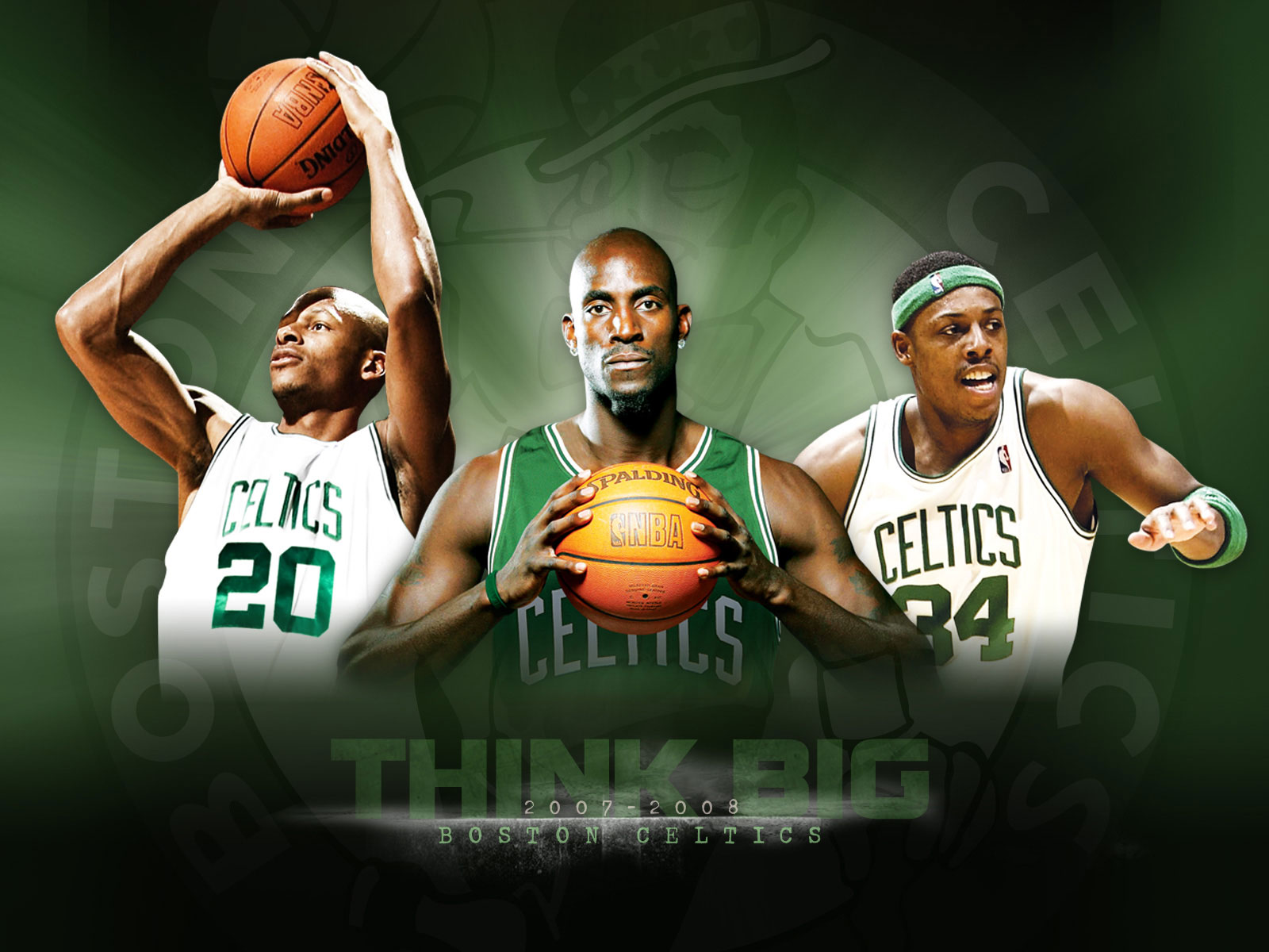 Wallpaper of Boston Celtics Big Three - Kevin Garnett, Paul Pierce and Ray 