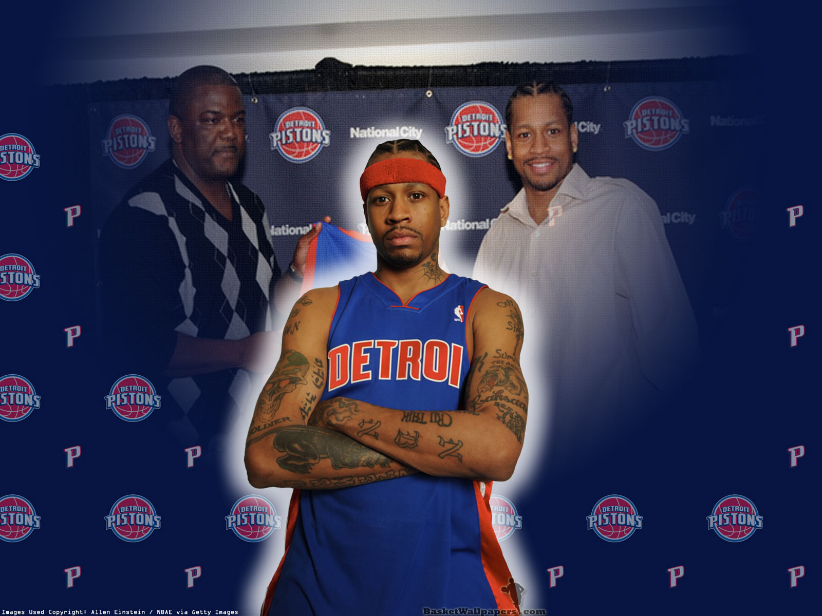 Download Allen Iverson In Pistons Jersey Wallpaper