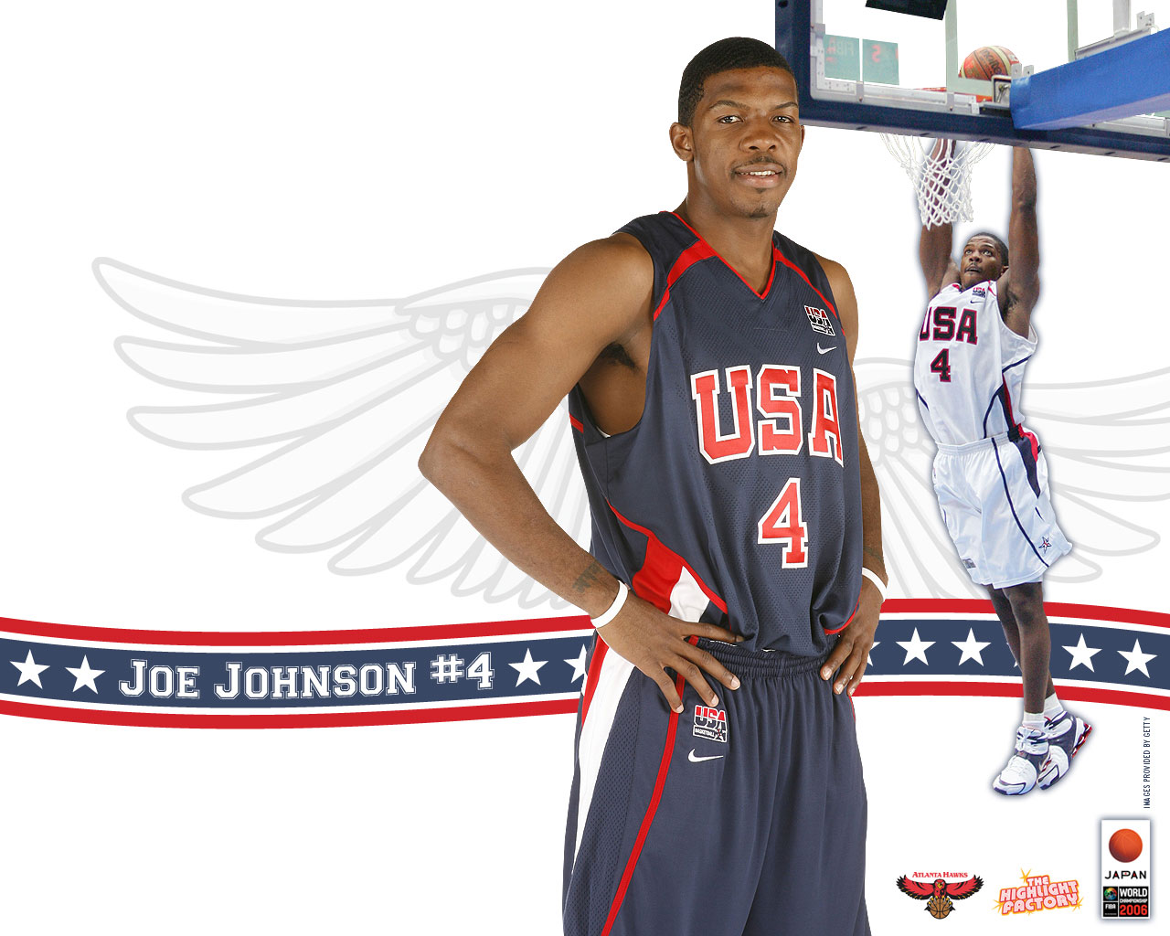 In next wallpaper Joe Johnson is going for two handed slam dunk in USA 