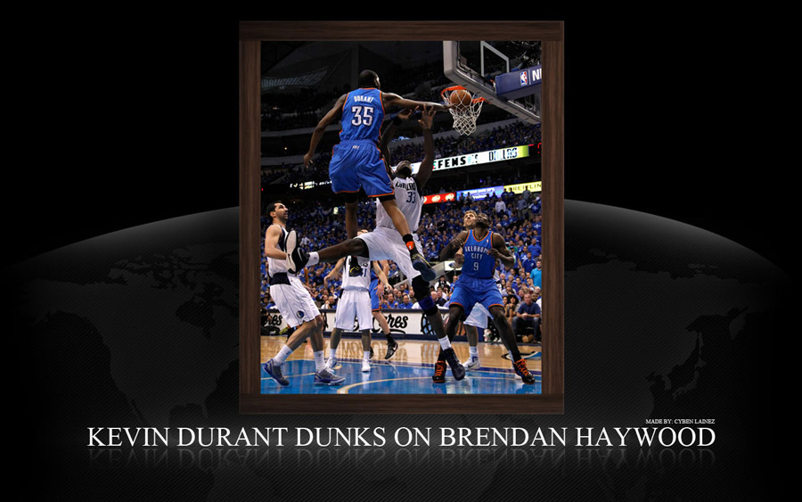 Kevin Durant Dunk Over Brendan Haywood Widescreen Wallpaper