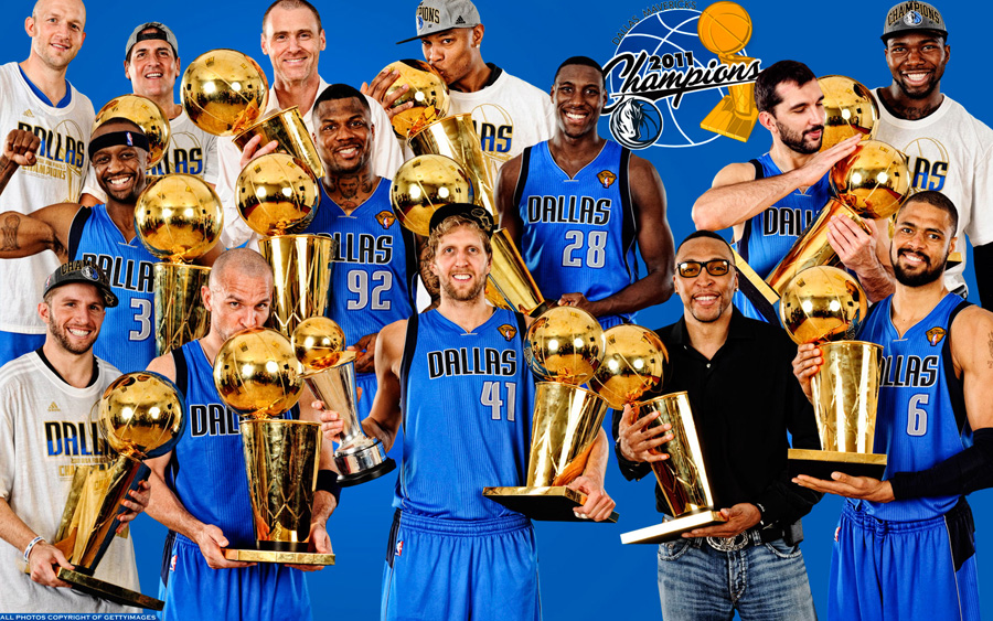 Dallas Mavericks 2011 Players With Trophies Widescreen Wallpaper
