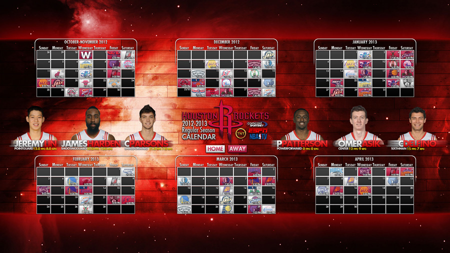 Houston Rockets 2012-2013 Schedule 1920x1080 (Updated) Wallpaper