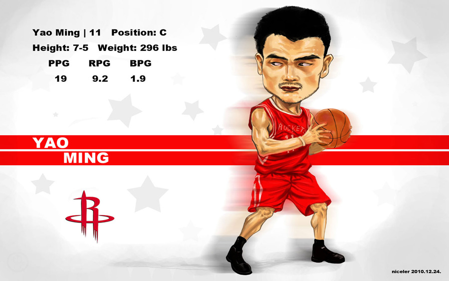 Yao Ming Drawn Widescreen Wallpaper