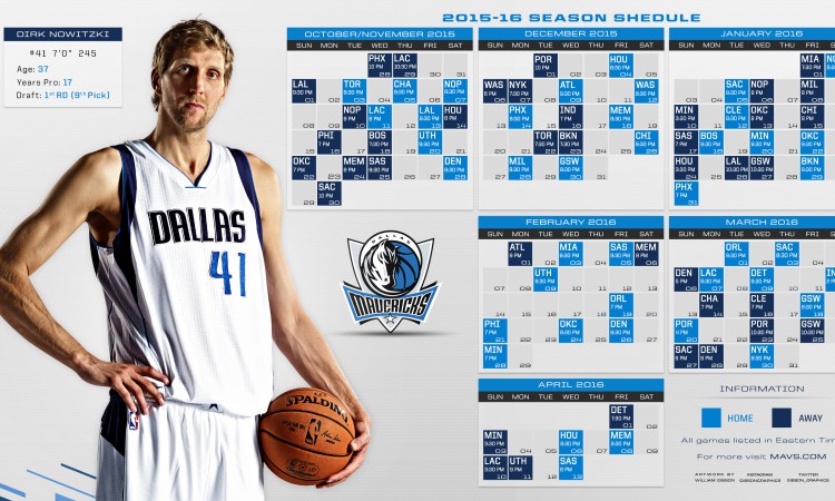 Dallas Mavericks 2015-2016 Schedule Wallpaper
