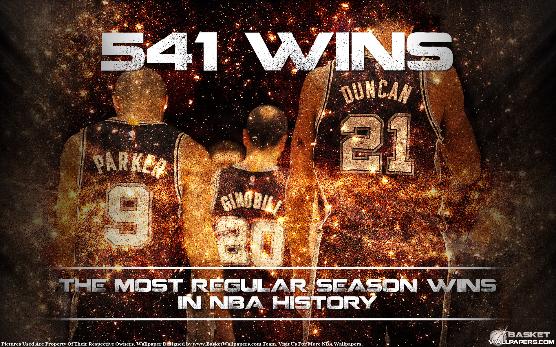San Antonio Spurs Trio 541 Wins Wallpaper
