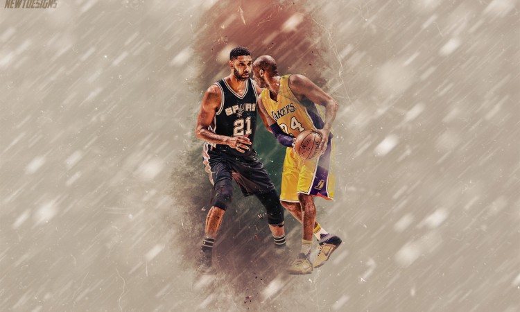 Kobe Bryant and Tim Duncan One Last Time 2880x1800 Wallpaper