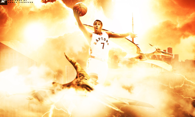 Kyle Lowry Flying With Raptors Wallpaper